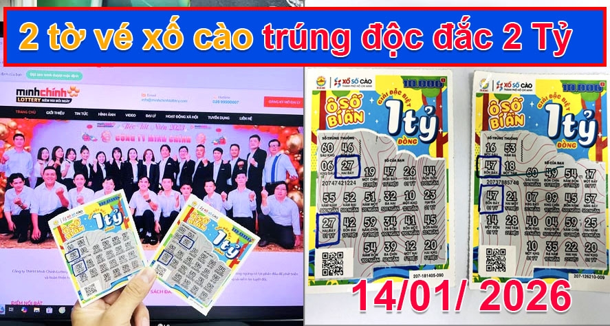 Xổ số cào: Hai vé trúng giải Đặc biệt 1 tỷ đồng được đổi thưởng cùng lúc tại TP.HCM